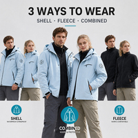 LOVE NATURE Veste d'extérieur unisexe 3-en-1 avec ensemble polaire amovible / Veste monocouche imperméable coupe-vent respirante Protection 3 couches