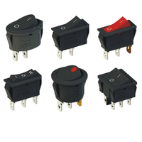 Interrupteur à bascule rond noir avec LED bleue 3A/250V 10A/125V tension maximale industrielle marche-arrêt 250Vac