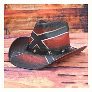 Nouveau Chapeau de Cowboy Rétro d'Été, Chapeau de Cowboy Western Rouge Chevalier, Chapeau de Paille à Motif Peint par Pulvérisation pour Fête en Plein Air - Product Image 5