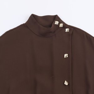 KAR&OT ZA 2025 Nuova Collezione Autunno/Inverno: Abito <span class=keywords><strong>Midi</strong></span> a Maniche Corte con Colletto Alto, Chiusura a Bottoni e Dettaglio Cintura (9696572) - Product Image 3