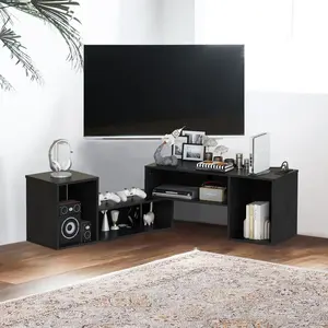 Meuble TV en bois avec combinaison de rangement sans lumière LED pour le salon multifonctionnel avec prise de charge Support TV en bois