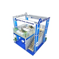 Stand d'exposition modulaire à trois côtés ouverts, double étage, 6m*6m, pour salon professionnel