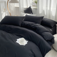 Ensemble de housse de couette uni en coton lavé de qualité supérieure Ensemble de housse de couette de style simple