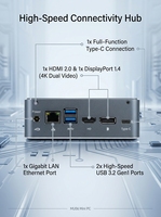 Mini PC Industrial NUC de Bolsillo, Intel I3-1220P 4.4GHz 10 Núcleos, DDR4, SSD M.2, con DP, Tipo-C de Función Completa, Windows 10