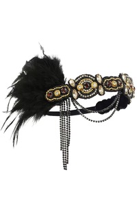 Diadema de Plumas Gatsby para Mujer, Diadema Vintage con Borlas de Diamantes de Imitación, Accesorio para Disfraz de Fiesta de los Años 20 - Product Image 4