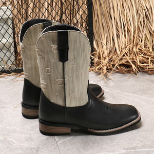 Botas de Moda para Hombre, Estilo Vintage, de Cuero, hasta la Pantorrilla, con Bordado, Botas Vintage para Adultos, de Cuero PU, para Hombre y Mujer - Product Image 1