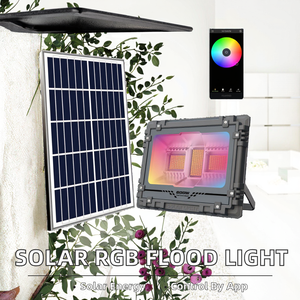 Projecteur solaire LED 800W RGB à changement de couleur, contrôle par application, extérieur, IP65, corps en plastique, Bluetooth, dimmable - Product Image 2