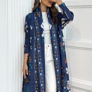 <span class=keywords><strong>Abbigliamento</strong></span> da viaggio Dubai da <span class=keywords><strong>donna</strong></span> stampato abito mediorientale di grandi dimensioni a pieghe abito Casual lungo musulmano Abaya abito da <span class=keywords><strong>donna</strong></span> - Product Image 2