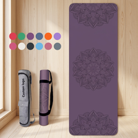 Tapis de yoga en caoutchouc naturel PU avec motif imprimé au laser personnalisé, 183*61cm, écologique, antidérapant, pour le sport, l'exercice et le Pilates