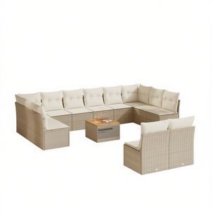 Beige Garden <b>Sofa</b> <b>Set</b> Outdoor Rattan Furniture Cushioned Contemporary Design UV Resistant PE Rattan High Density Foam - Product Image 1