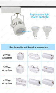 Tienda interior moderna Aluminio 2 3 4 Sistema de iluminación de riel de alambre Focos GU10 Lámpara de pista de punto LED Carcasa <span class=keywords><strong>MR16</strong></span> Accesorio de iluminación de pista - Product Image 6