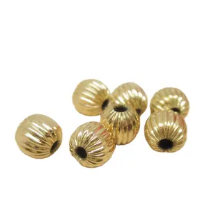 Manik-manik Pengatur Jarak Semangka Emas 24K Berlapis Tembaga untuk Pembuatan Perhiasan
