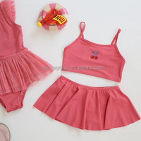 Vente en gros Bikini personnalisé pour filles avec bretelles à volants en polyester recyclé tissu extensible soleils Uv50 + rayons ensemble de bikini à volants