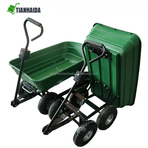 รถเข็นขนของแบบมีหลังคา <span class=keywords><strong>4</strong></span> ล้อ พร้อมตะกร้าพลาสติก สำหรับสวน - Product Image 4