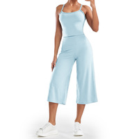 Ensemble de yoga le plus vendu pour femmes : débardeur à fines bretelles ultra-extensible et pantalon taille haute à jambes larges, ensemble 2 pièces pour le Pilates et les activités sportives