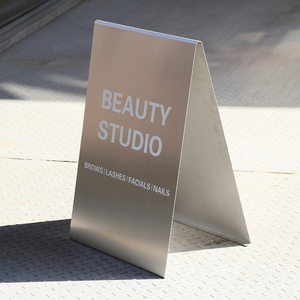 Custom a Frame Sign Double-Sided Mirror Silver Sidewalk Signboard Outdoor Street Advertising <b>Board</b> a Frame Sign - Product Image 1