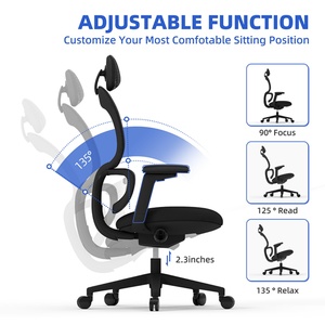 Chaise de bureau ergonomique noire à dossier haut, pivotante et moderne pour la maison - Product Image 3