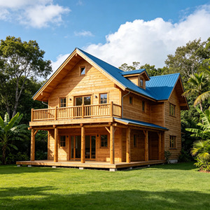 Cabaña <span class=keywords><strong>de</strong></span> Madera <span class=keywords><strong>de</strong></span> Pino <span class=keywords><strong>de</strong></span> 2 Pisos con 4 Dormitorios y 2 Baños, <span class=keywords><strong>Casa</strong></span> Prefabricada para Estadías Familiares y Vacaciones - Product Image 1