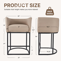 Tabourets de bar modernes en cuir PU, pivotants et réglables, avec accoudoirs, hauteur fixe, structure en fer, repose-pieds et patins antidérapants, pour extérieur, hôtel et salle à manger