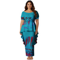 Vestido de Iglesia para la Noche, Estilo Tribal Polinesio, con Cola de Golondrina, Top y Falda, Conjunto de 2 Piezas para Mujer, Estilo Isleño, Puletasi Samoa, Ptaha Puletaha