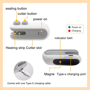 Cầm tay USB sạc Mini Clip túi niêm phong máy thực phẩm túi nhựa niêm phong Heat seal với Cutter chân không di động niêm phong - Product Image 3