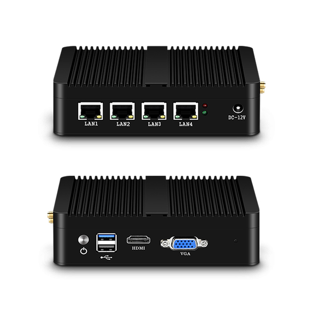 12V Fanless Firewall Router Intel Quad Core Processor 4 RJ45 I226 2.5G LAN HD-MI VGA Linux Micro Computer Pfsense Mini PC Server