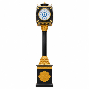 Reloj de Jardín de Estilo Europeo Vintage, Diseño <span class=keywords><strong>Columnar</strong></span> en Negro y Dorado, Números Metálicos Iluminados, Hecho a Medida - Product Image 1