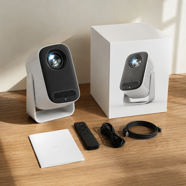 Smart Mini Projector with 1920x1080 Resolution Short Throw Design Auto Focus 6D Keystone for Home Entertainment Use