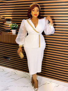 Vestido <span class=keywords><strong>de</strong></span> organza para ir al trabajo Africa ol Commuting, conjunto <span class=keywords><strong>de</strong></span> dos piezas para mujer <span class=keywords><strong>de</strong></span> <span class=keywords><strong>AliExpress</strong></span>, falda lápiz - Product Image 1