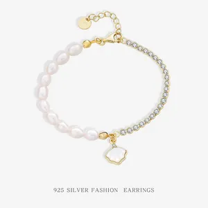 Mylove joyería 925 pulsera de plata esterlina circón perla Concha mini falda encanto pulsera ajustable para mujer