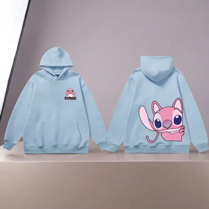 เสื้อสเวตเชิ้ตแฟชั่นลายการ์ตูนตัวอักษร Angel Monster สีฟ้าอ่อน มีกระเป๋า  ไซส์ XS  น่ารัก ใส่ได้ทั้งผู้หญิงและผู้ชาย - Product Image 2