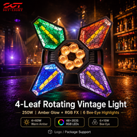 Luminaire décoratif vintage avec quatre panneaux ambrés en forme de pétale, éclairage auxiliaire RGB et effet nid d'abeille central pour mariage
