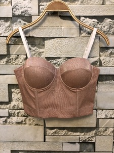 Gilet en poudre or court écharpe Bustier brillant <span class=keywords><strong>haut</strong></span> court vêtements de Festival fée Grunge femmes Camisole en maille débardeur - Product Image 4