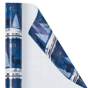 Custom Christmas Reindeer Gift <b>Wrap</b> <b>Paper</b> <b>Roll</b> Double Sided Metallized Eco-Friendly Recyclable Art <b>Paper</b> 100GSM Digital Printing - Product Image 2