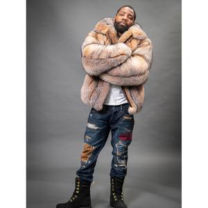 RXFurs Cappotto Bomber Invernale da Uomo in Pelliccia a Righe Verticali e Taglio Dritto con Colletto, Colore Personalizzato per Esterno - Product Image 4