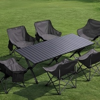 Meubles de design moderne, table et chaises portables pour le camping, le pique-nique, les repas, la plage, en fer métallique durable