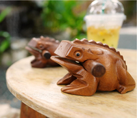 Frog Guiro Rasp - Small Instrument Musical Wooden Percussion Wood Block Instrument of Frog Noise Maker Made From Nature Wood