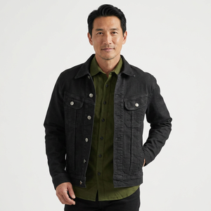 Premium Denim Style High Quality Breathable Long <b>Thin</b> Front Men's Motorcycle Jacket Slim Fit Polyester Cotton New Arrival - Product Image 5