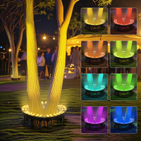 LED cincin warna RGB CCT lampu sorot luar ruangan kontrol aplikasi pintar untuk lampu dekorasi pohon kebun rumput