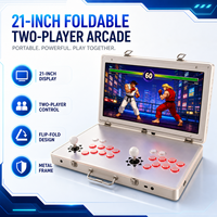 Machine de jeu d'arcade portable Pandora Game New Flip-Fold de 21 pouces, en métal et verre, avec joystick, jeu multijoueur