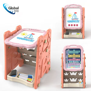 Pizarra de Aprendizaje de Doble Cara para Niños con Estante de Almacenamiento, Pizarra Blanca/Ábaco, Azul y Rosa, Incluye Juego de Arte, Juguete Educativo para Niños de 3+ Años - Product Image 4