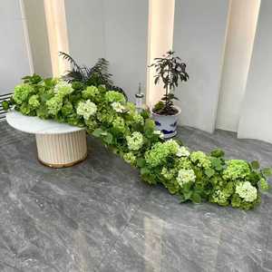 Corridoio di nozze decorazione floreale artificiale bianco rosa verde foglie corridoio fiore corridore per la decorazione di ingresso - Product Image 6