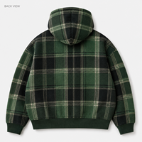Sudadera Hombre Unisex GSM 500 Katun Kotak-kotak Hijau Dengan Kap dan Resleting Hoodies Grosir Untuk Sudaderas Berkualitas Tinggi
