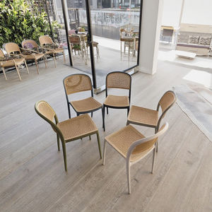 Chaise de café en rotin plastique d'extérieur à dossier haut, design moderne, très vendue, pour restaurant, salle à manger, location de mobilier, usage domestique - Product Image 2
