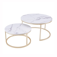 Petit plateau en marbre pour loisirs modernes table d'appoint ronde en bois à imbriquer pour le thé et le café ensemble combiné pieds en or luxe