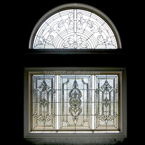Vitrail Tiffany artisanal en verre biseauté demi-rond pour éclairage et décoration de porte vitrée - Product Image 1