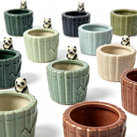 Pot Bunga Porselen Berlapis Tekstur Anyaman Gaya Rotan Vintage Ramah Lingkungan Dekorasi Taman Rustic