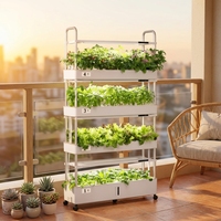 Système hydroponique vertical intelligent pour intérieur, 4 niveaux, irrigation aéroponique toute l'année, lampes de culture LED TSP 210, pompe à eau automatique
