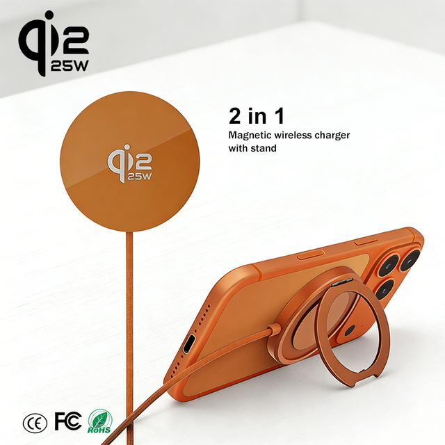 OEM Aluminum Alloy .2 Charger 25W Magnetic Fast Wireless Charging Station with Phone Stand for Apple Watch Compatible
