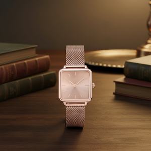 Reloj de Lujo para Mujer con Diseño Cuadrado, Movimiento de Cuarzo, Caja de Acero Inoxidable, Esfera de Cristal, Pantalla con Agujas, Logotipo Personalizado, 16 mm - Product Image 1